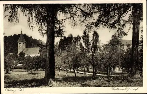 Ak Peiting in Oberbayern, Partie am Pfarrhof