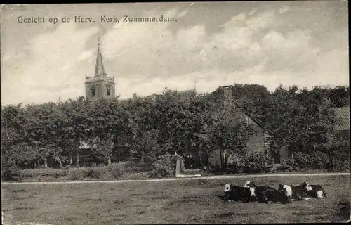 Ak Zwammerdam Südholland, Gezicht op de Herv. Kerk