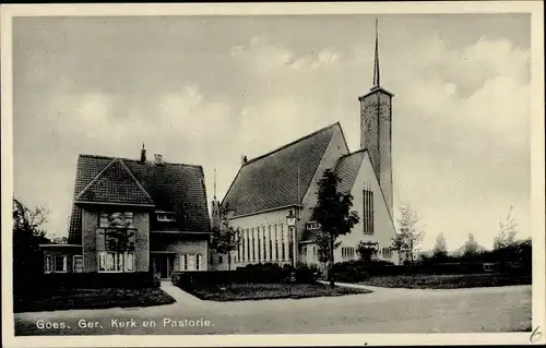 Ak Goes Zeeland Niederlande, Ger. Kerk en Pastorie