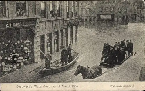 Ak Vlissingen Zeeland Niederlande, Zeeuwsche Watervloed op 12 Maart 1906, Walstraat