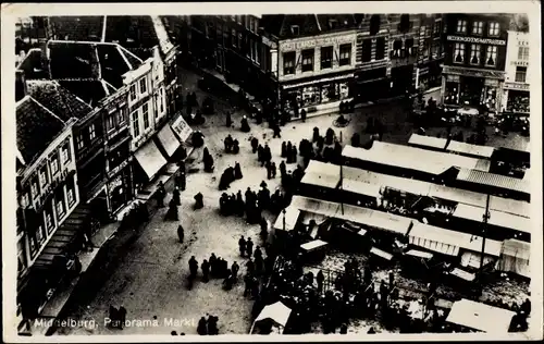 Ak Middelburg Zeeland Niederlande, Marktplatz, Geschäfte, Marktstände