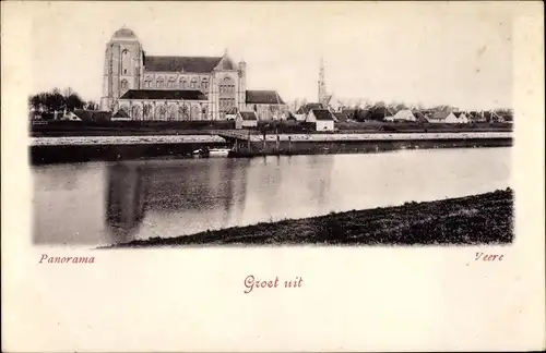 Ak Veere Zeeland Niederlande, Panorama, Kirche