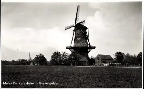 Ak 's Gravenpolder Zuid Beveland Zeeland, Molen De Korenhalm, Windmühle