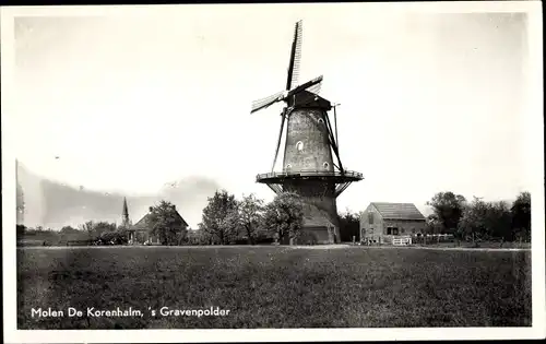 Ak 's Gravenpolder Zuid Beveland Zeeland, Molen De Korenhalm, Windmühle