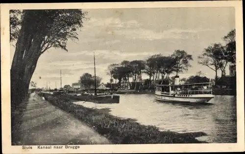 Ak Sluis Zeeland Niederlande, Kanaal naar Brugge