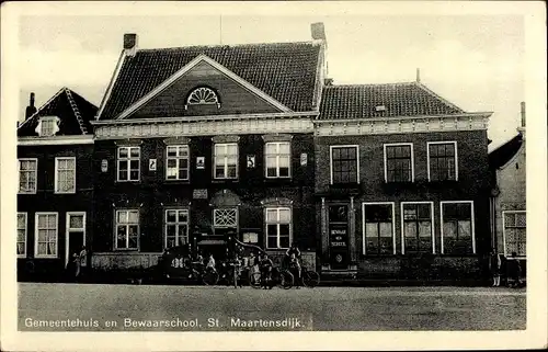 Ak Sint Maartensdijk Zeeland Niederlande, Gemeentehuis en Bewaarschool