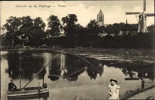 Ak Tholen Zeeland Niederlande, Gezicht op de Plantage, Molen