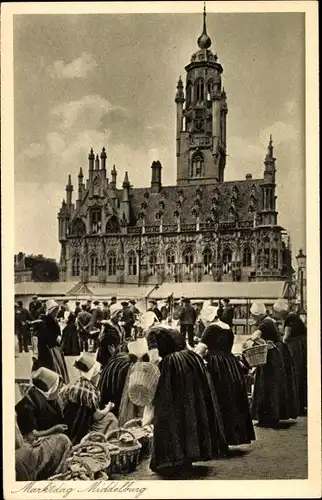 Ak Middelburg Zeeland Niederlande, Marktdag