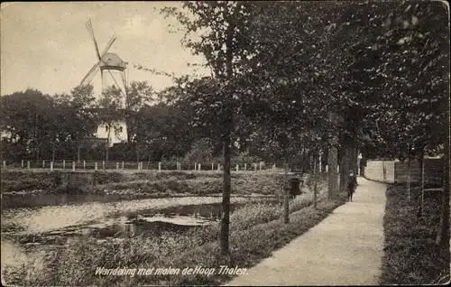 Ak Tholen Zeeland Niederlande, Wandeling met molen de Hoop