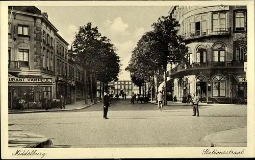 Ak Middelburg Zeeland Niederlande, Stationstraat