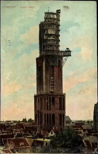 Ak Utrecht Niederlande, Domtoren, Turm, Baugerüst