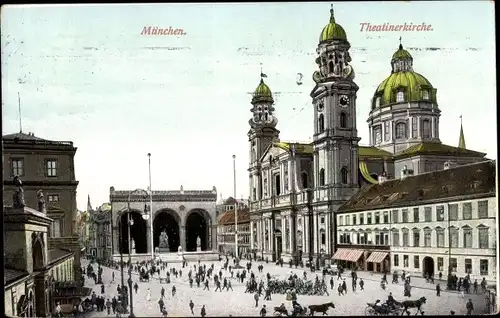 Ak München, Theatinerkirche, Feldherrnhalle