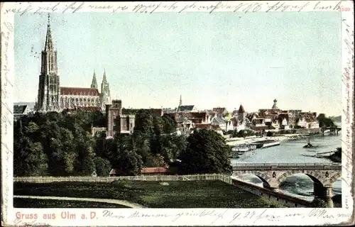 Ak Ulm an der Donau, Blick auf die Stadt, Brücke