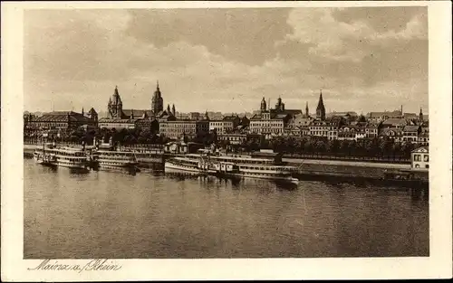 Ak Mainz am Rhein, Flusspartie, Schiffe