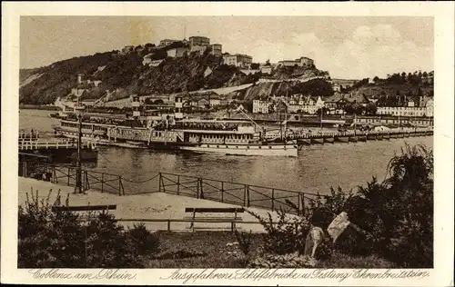 Ak Ehrenbreitstein Koblenz am Rhein, Festung, Ausgefahrene Schiffsbrücke