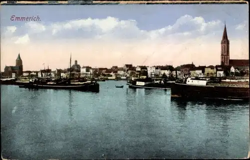 Ak Emmerich am Rhein, Blick auf die Stadt vom Rhein aus