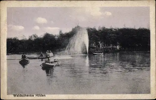 Ak Hilden im Rheinland, Waldenschenke, Boote