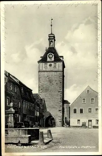 Ak Prichsenstadt in Unterfranken, Marktplatz und Stadtturm