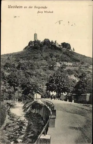 Ak Weinheim an der Bergstraße Baden, Burgruine Windeck, Panorama