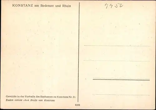 Künstler Ak Konstanz Bodensee und Rhein, Baden nimmt 1806 Besitz