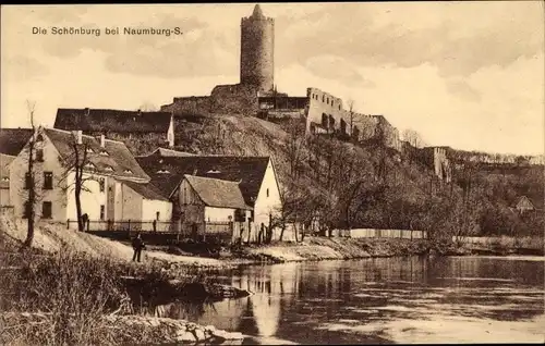 Ak Schönburg an der Saale Burgenlandkreis, Ortspartie und Burg