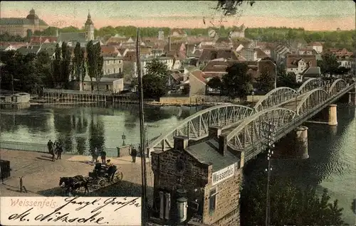 Ak Weißenfels an der Saale, Brücke, Kutsche