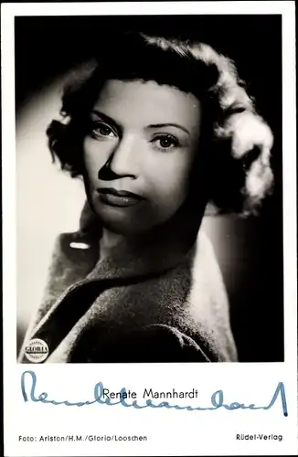 Ak Schauspielerin Renate Mannhardt, Portrait, Autogramm