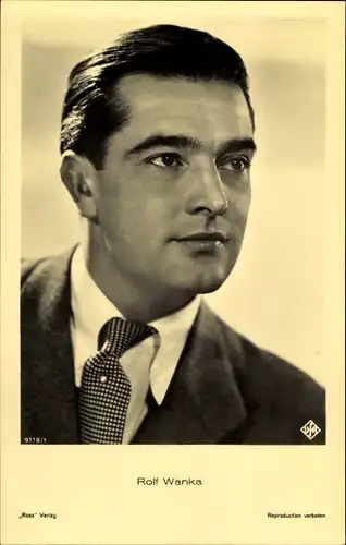 Ak Schauspieler Rolf Wanka, Portrait im Anzug, Ufa Film, Ross Verlag 9118 1