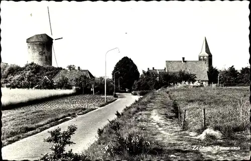 Ak Zeddam Gelderland Niederlande, Dorfblick, Windmühle, Kirche