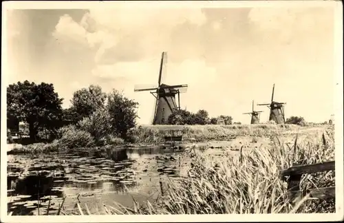 Ak Kinderdijk Molenwaard Südholland Niederlande, Alblasserwaard, Molen Landschap, Windmühlen
