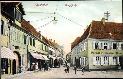 Ak Edenkoben im Kreis Südliche Weinstraße, Blick in die Hauptstraße, Ratskeller Brauerei Klein