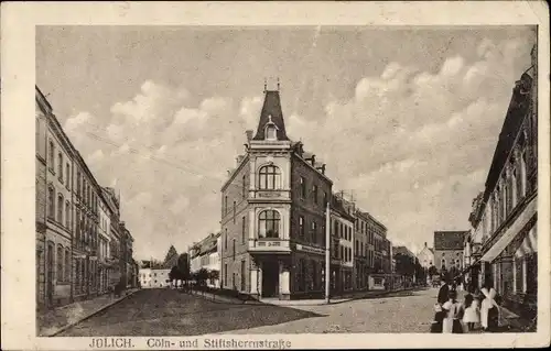 Ak Jülich in Nordrhein Westfalen, Kölnstraße und Stiftherrnstraße, Geschäftshaus
