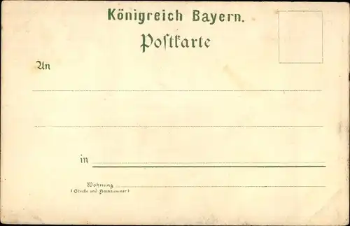 Litho Ebern in Unterfranken, Rathaus, Schloss, Tor, Totalansicht