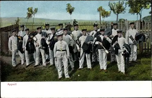 Ak Deutsche Soldaten in Uniformen, Appell