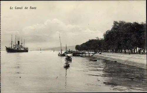 Ak Suez Ägypten, Le Canal, Dampfer