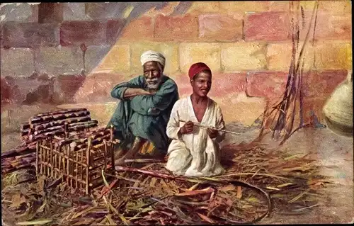 Ak Ägypten, Marchand de cannes a sucre, ägyptische Händler
