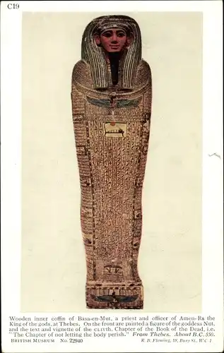 Ak Theben Ägypten, British Museum No. 22940, inner coffin of Basa-en-Mut
