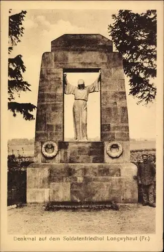 Ak Denkmal auf dem Soldatenfriedhof Longwyhaut