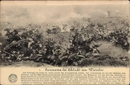 Ak Panorama der Schlacht von Waterloo, Schlachtfeld