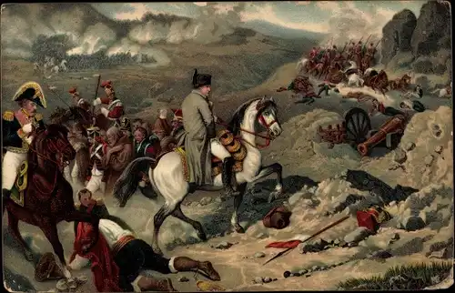 Künstler Ak Bellange, H., Napoleon Bonaparte, Kaiser Napoleon I., Schlacht bei Somo Sierra