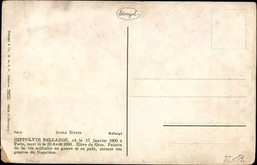 Künstler Ak Bellange, H., Napoleon Bonaparte, Kaiser Napoleon I., Schlacht bei Somo Sierra