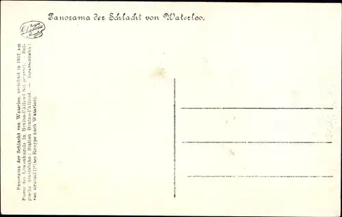 Ak Panorama der Schlacht von Waterloo, Der Kampf hatte durch Stürmung gegen 11 begonnen