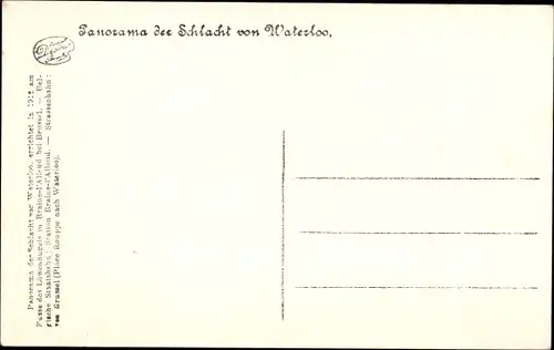 Ak Panorama der Schlacht von Waterloo, Truppen von Wellington, Schlachtfeld