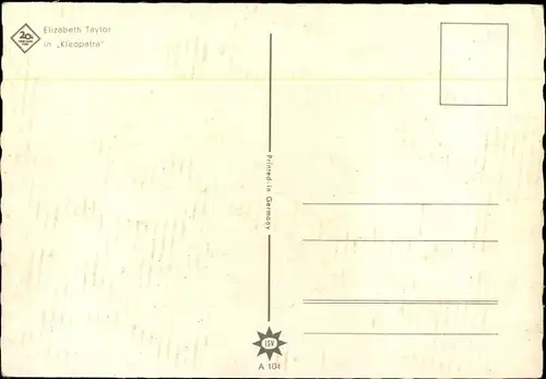 Ak Schauspielerin Elizabeth Taylor, Kleopatra, Filmszene
