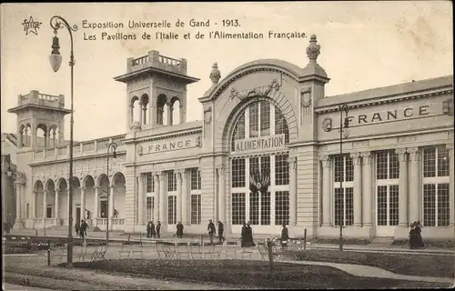 Ak Exposition Universelle de Gand 1913, Les Pavillons de l'Italie et de l'Alimentation Francaise