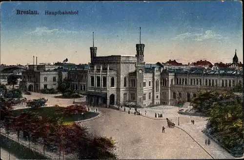 Ak Wrocław Breslau Schlesien, Hauptbahnhof