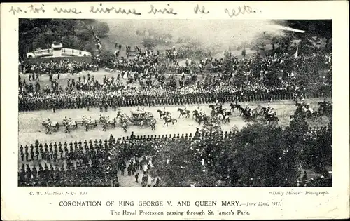Ak London City England, Coronation of King George V and Queen Mary 1911, St. James's Park