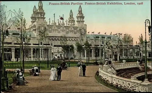 Ak London City England, Franco-British Exhibition 1908, Franco-British Pavilion