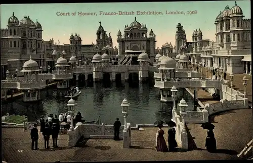 Ak London City England, Franco-British Exhibition 1908, Court of Honour