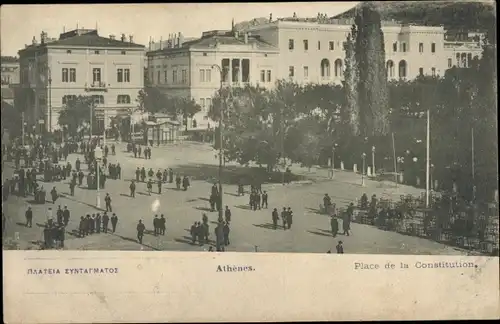 Ak Athen Griechenland, Place de la Constitution